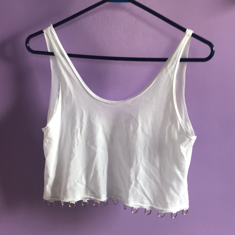 White crop top with metal detailing